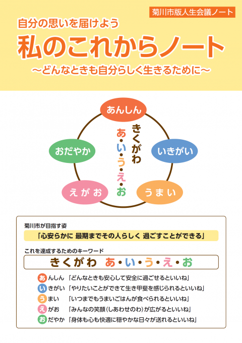 菊川市版人生会議ノート「私のこれからノート」（表紙）