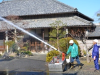 放水銃による初期消火/黒田家住宅